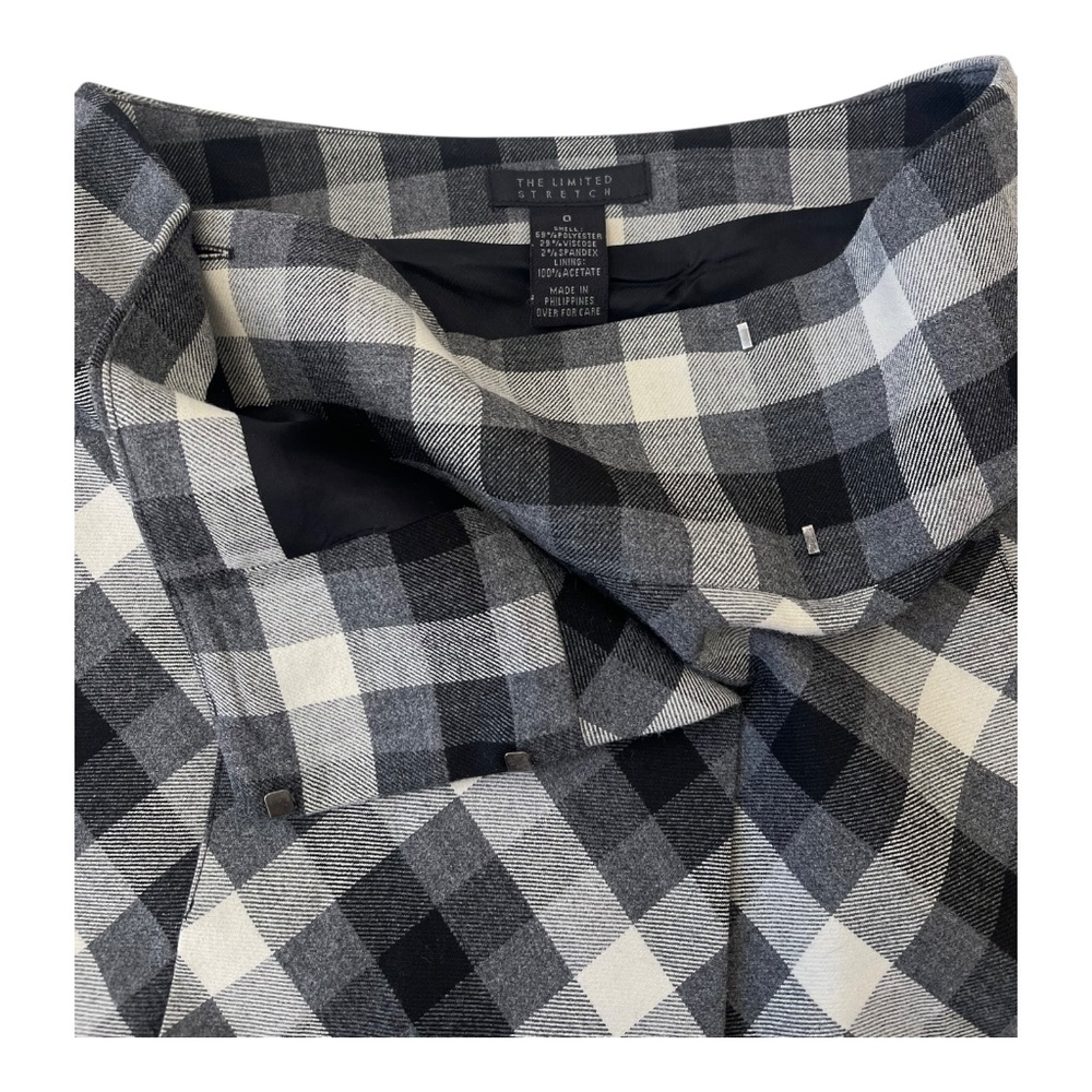 The Limited Black and White Cream Mini A-Line Pleated Plaid Skirt Size 0 - Picture 10 of 12